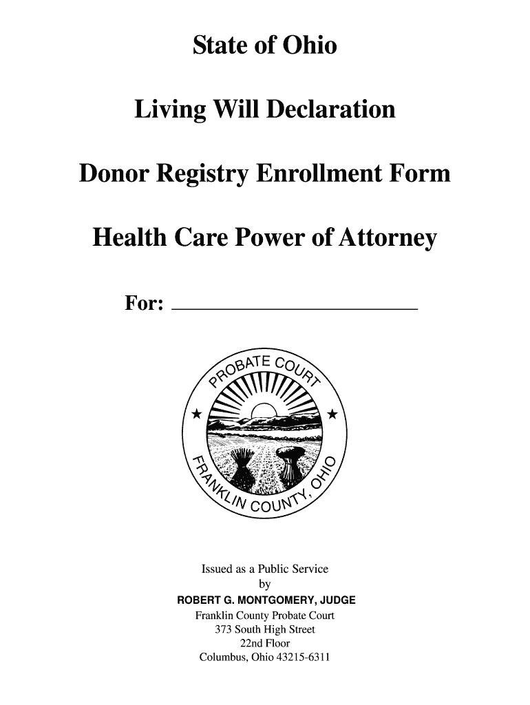 Printable Living Will Form Ohio Pdf Fill Online Printable Fillable Blank PdfFiller