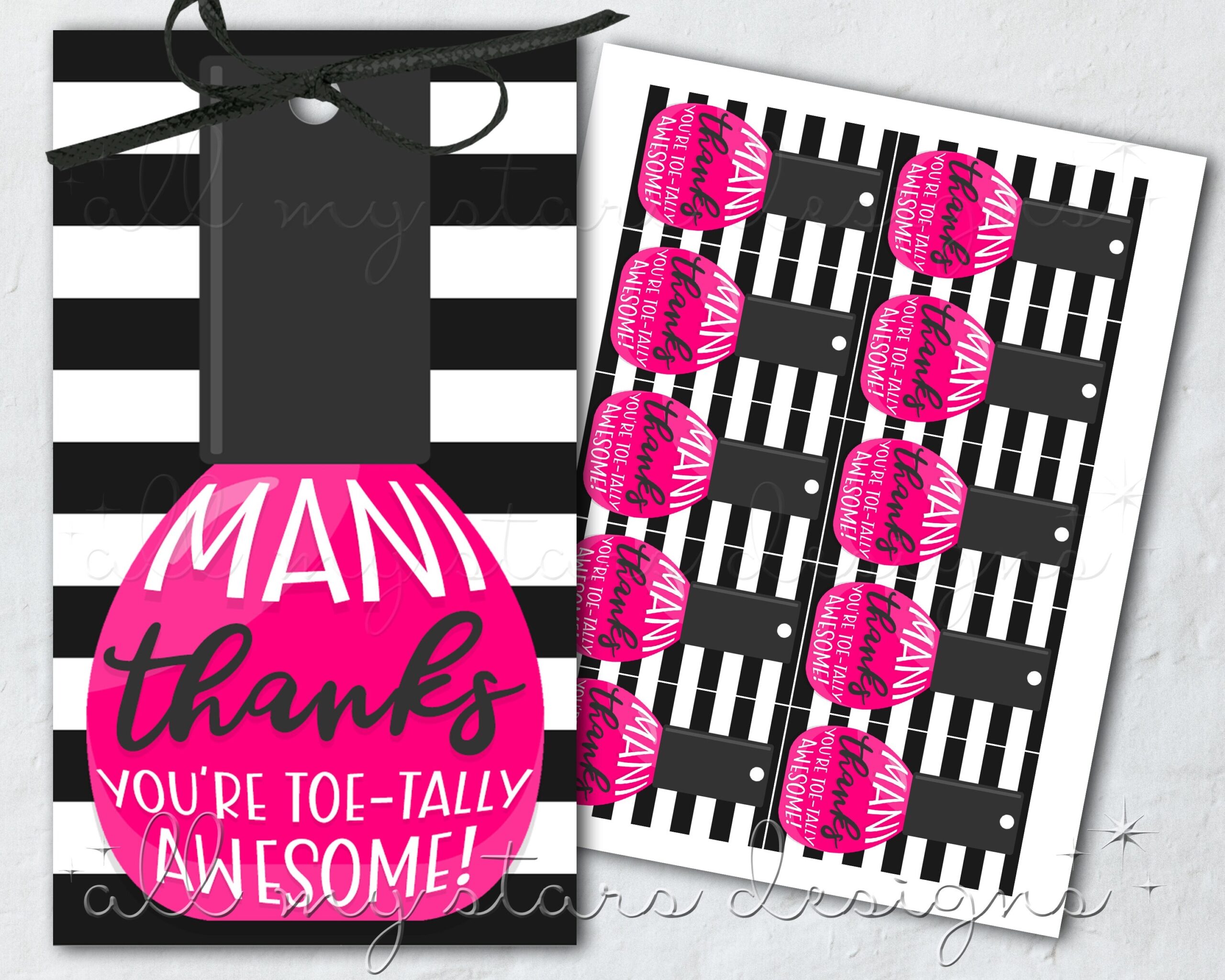PRINTABLE MANI Thanks You re Toe tally Awesome Tag Instant Download Nail Polish Gift Teacher Staff Appreciation Party Favor Tag Etsy