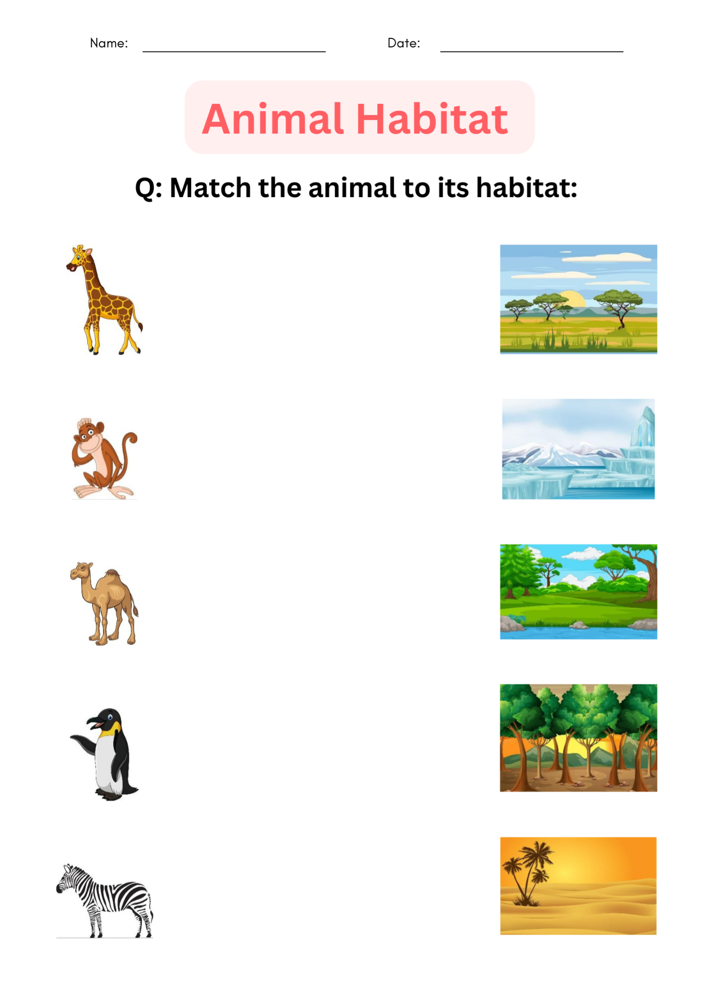 Printable Matching Activity Animal Habitats Worksheets For Grade 1 2 3 Made By Teachers Printable Matching Activity Animal Habitats Worksheets For Grade 1 2 3 Made By Teachers