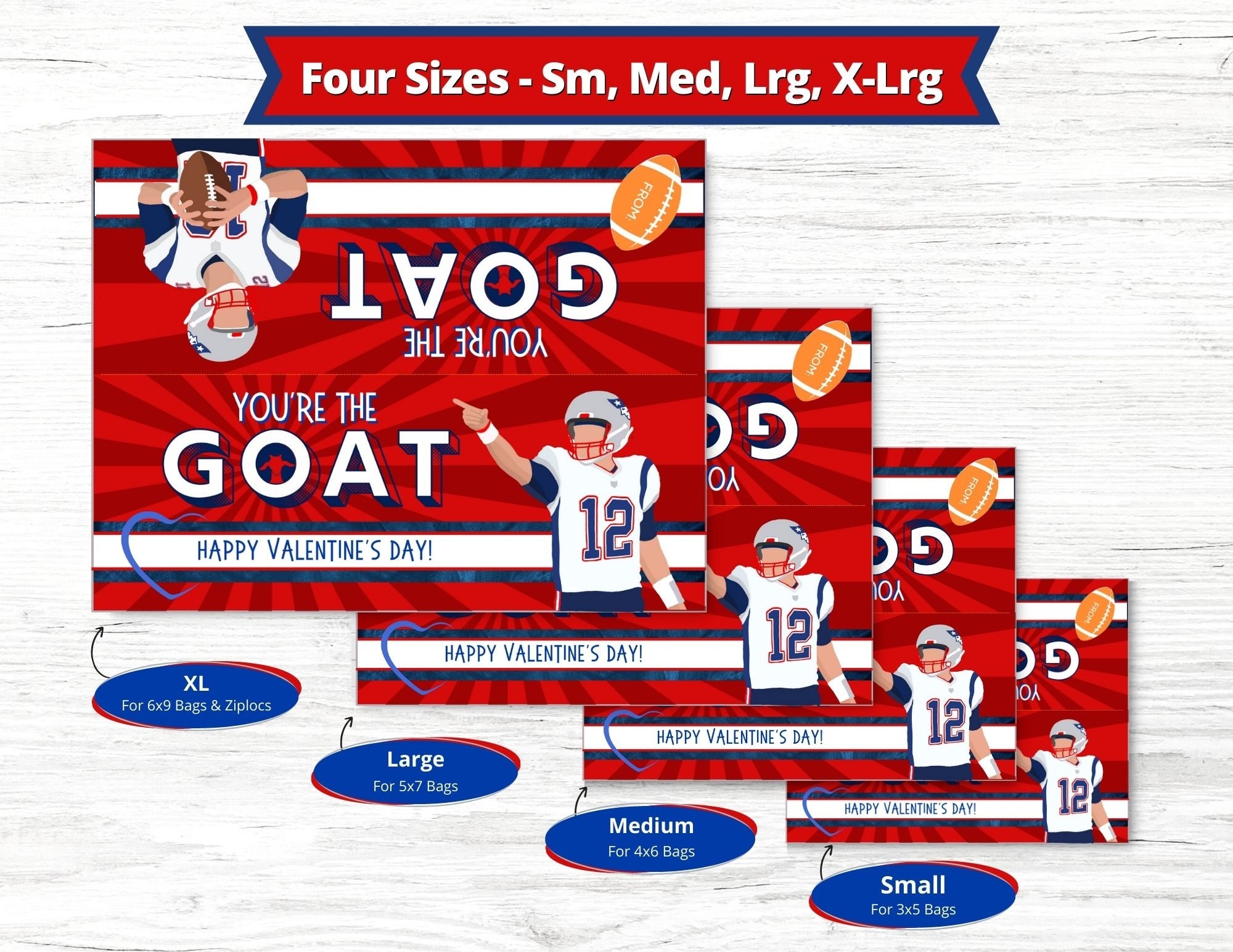PRINTABLE Patriots Valentine Instant Download You re The Goat Valentine s Easy Kids Valentine Sports Football Brady Patriots Valentine s Etsy
