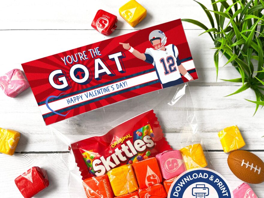 PRINTABLE Patriots Valentine Instant Download You re The Goat Valentine s Easy Kids Valentine Sports Football Brady Patriots Valentine s Etsy