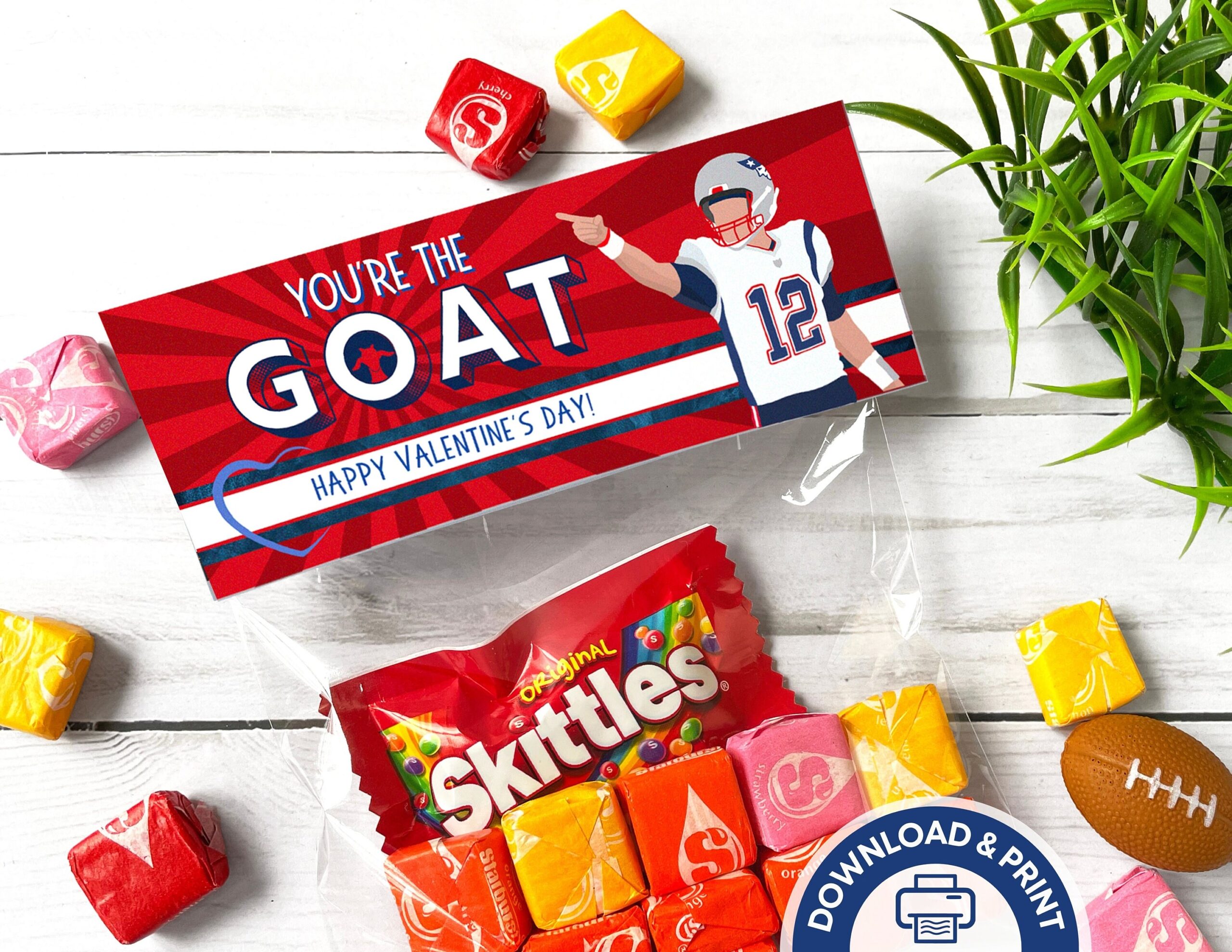 PRINTABLE Patriots Valentine Instant Download You re The Goat Valentine s Easy Kids Valentine Sports Football Brady Patriots Valentine s Etsy