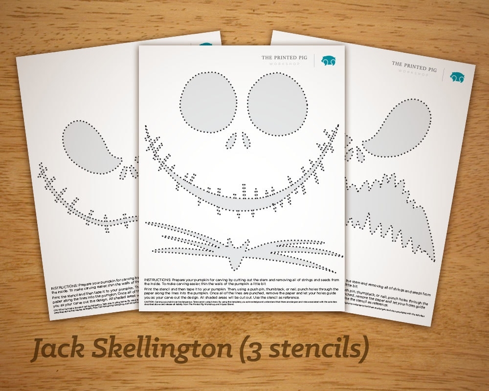 Printable Pumpkin Carving Pattern Jack Skellington Nightmare Before Christmas Set Etsy UK