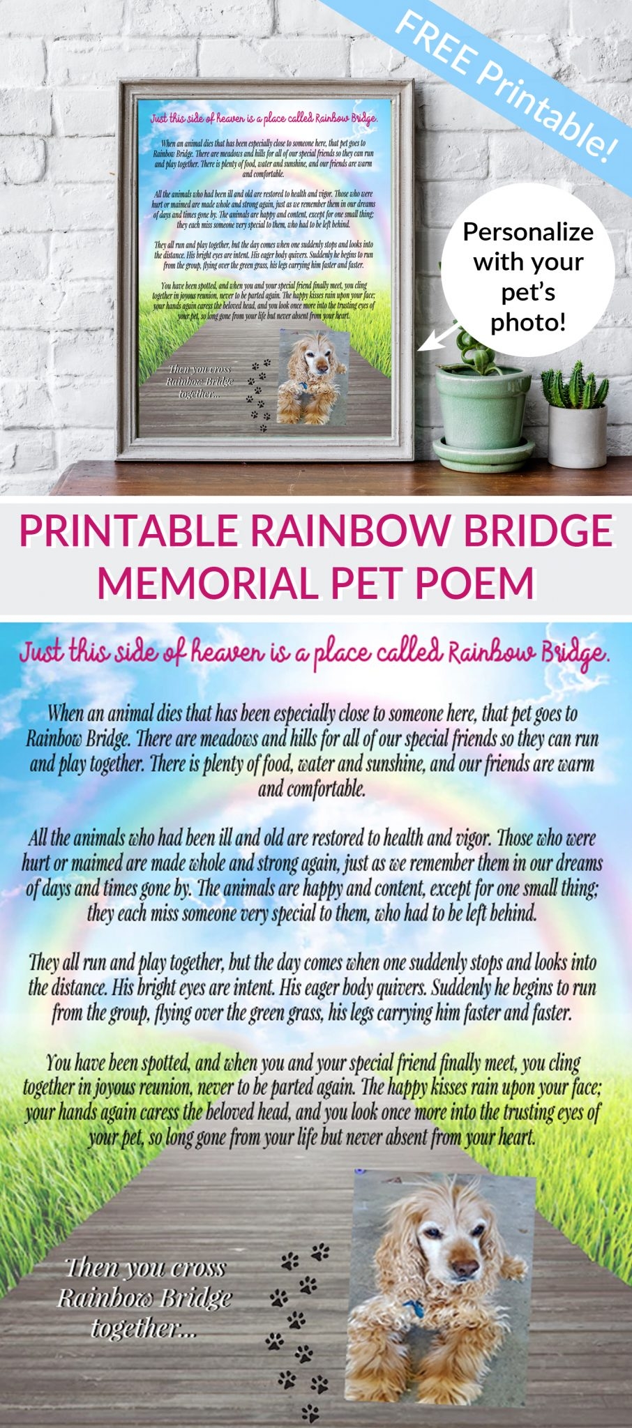 Printable Version Of Rainbow Bridge Poem