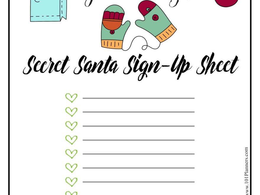 Printable Secret Santa Sign Up Sheet Printable Party Favors