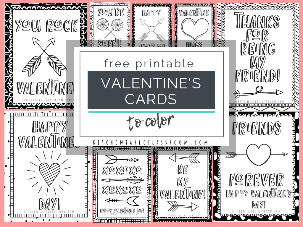 Free Printable Coloring Valentine Cards