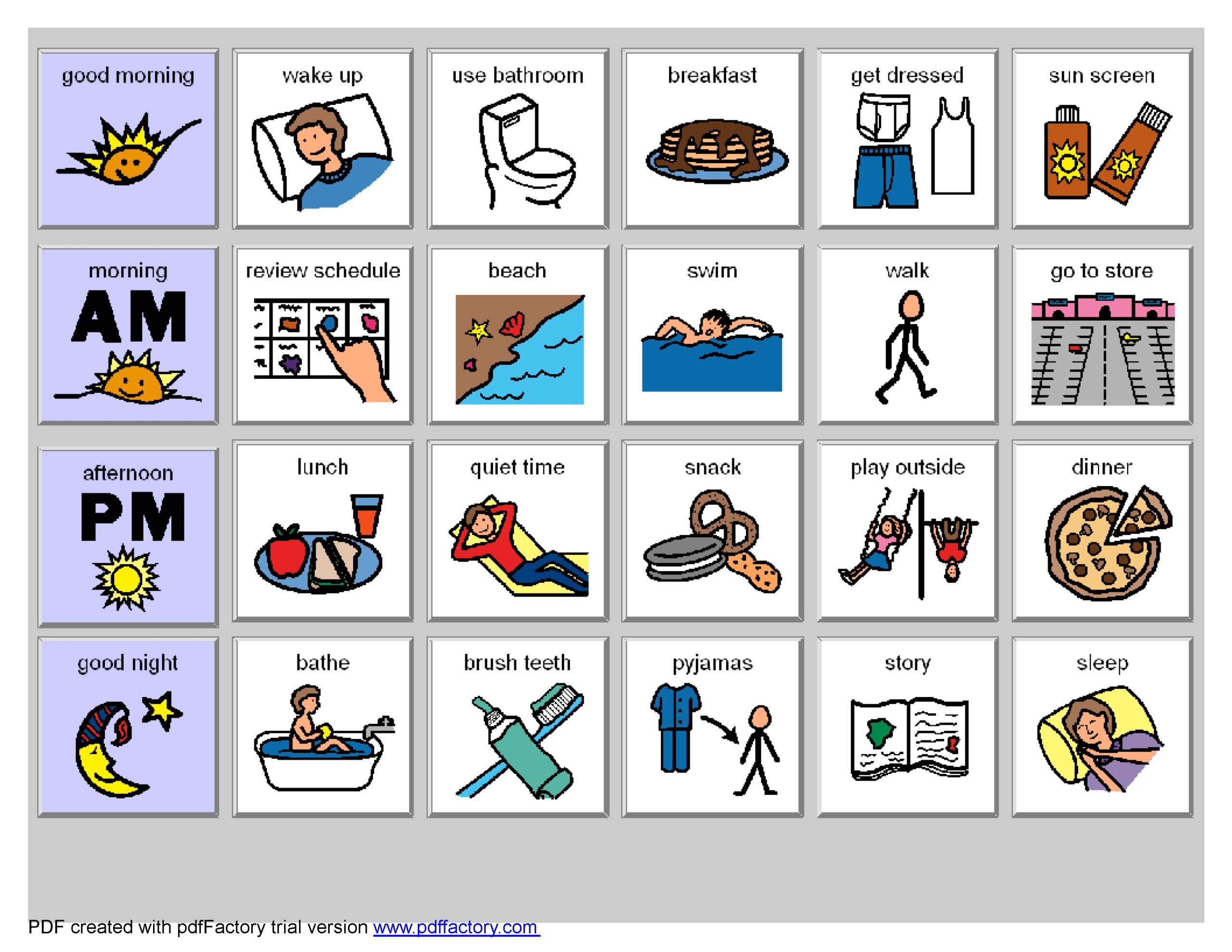 Printable Visual Schedule Icons Printable Party Favors