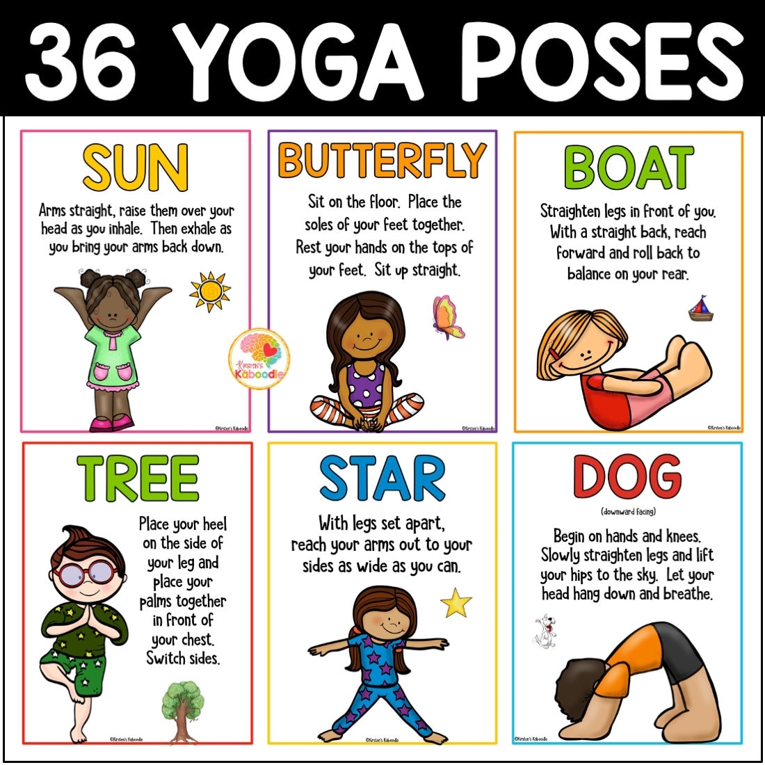 Printable Yoga Cards For Kids Yoga Poses Posters For Cool Down Worksheets Library