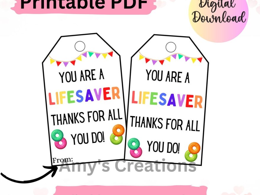 Printable You Are A Lifesaver Gift Tags Teacher Nurse Staff Boss Employee Co worker Instant Download PDF Etsy