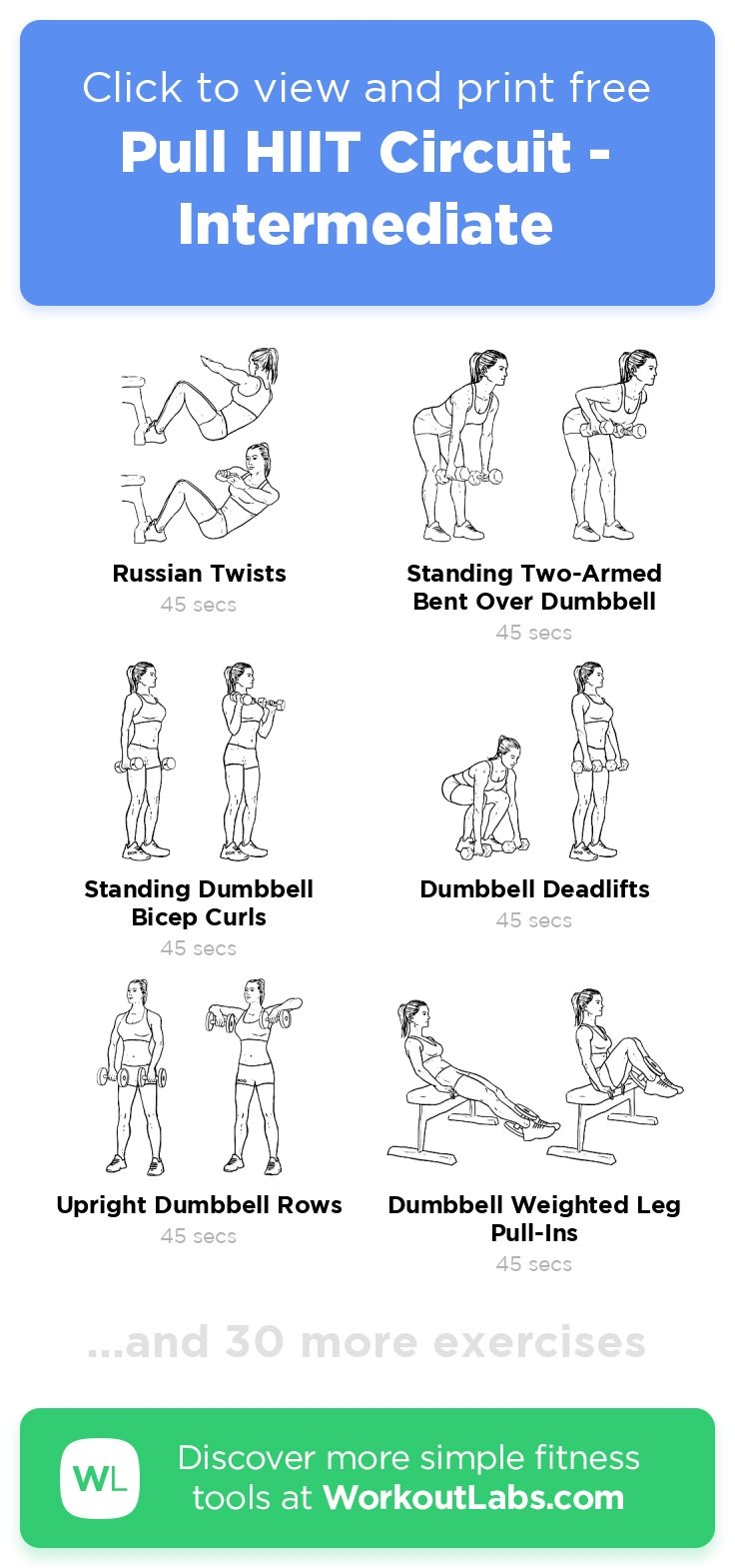 Pull HIIT Circuit Intermediate Free Workout By WorkoutLabs Fit