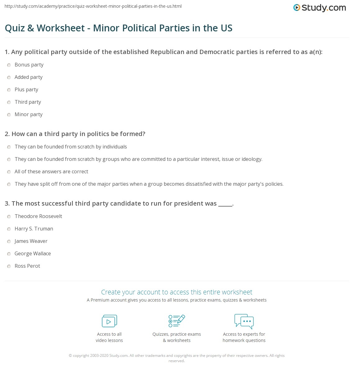 Political Ideology Quiz For Students Printable