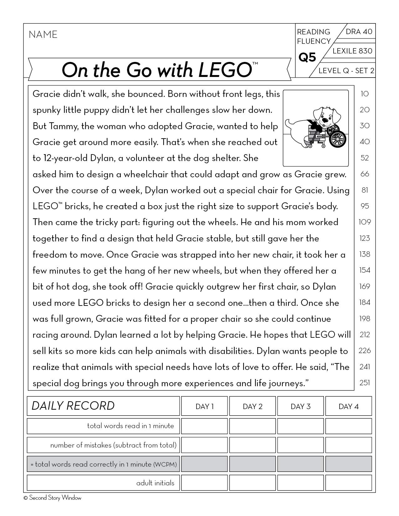 Reading Fluency Homework Level Q Set 2 Second Story Window Worksheets Library