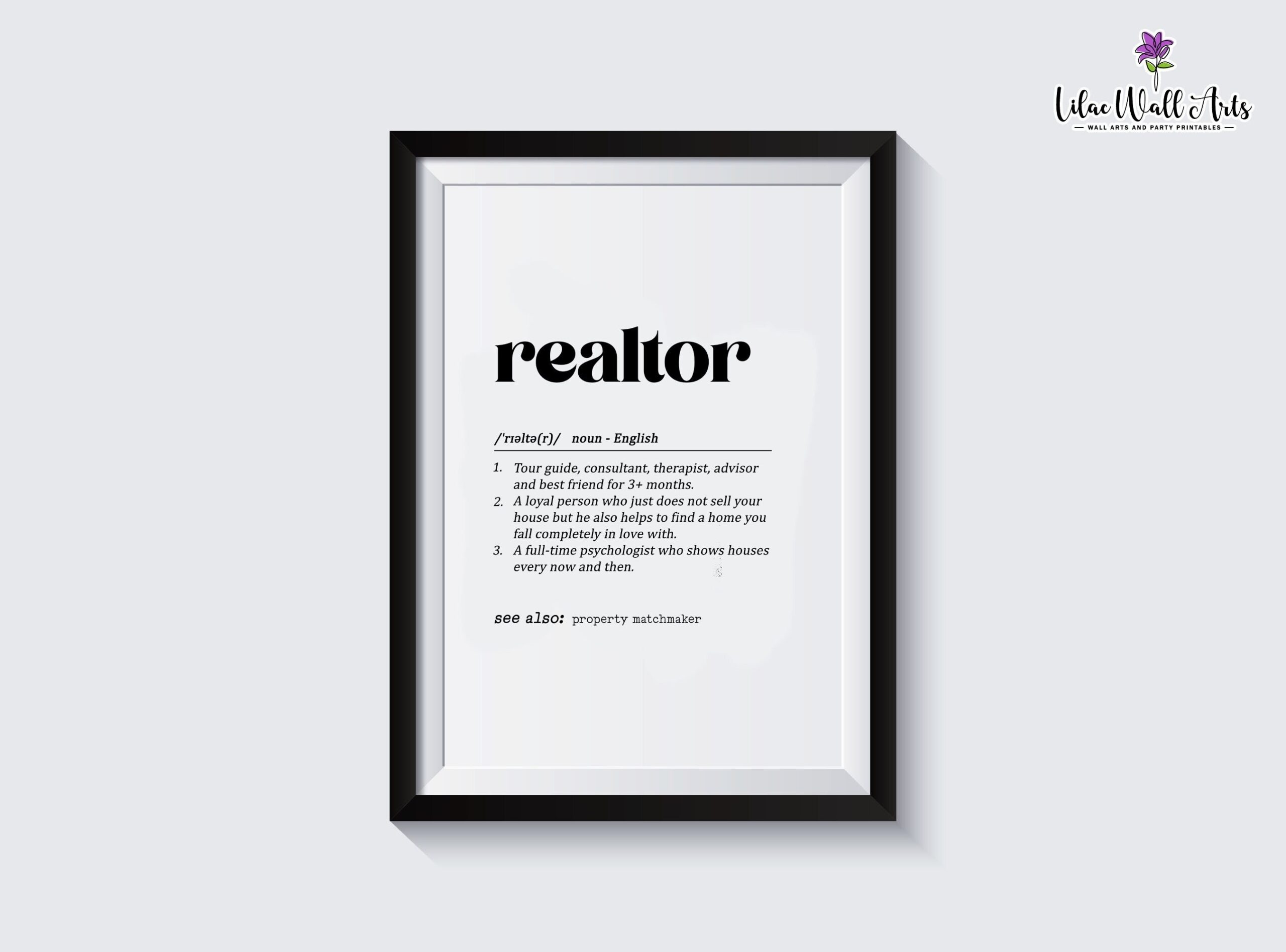 Realtor Definition Realtor Art Print Real Estate Gift Realtor Office D cor Best Realtor Gift Funny Realtor Gifts For Realtors Etsy