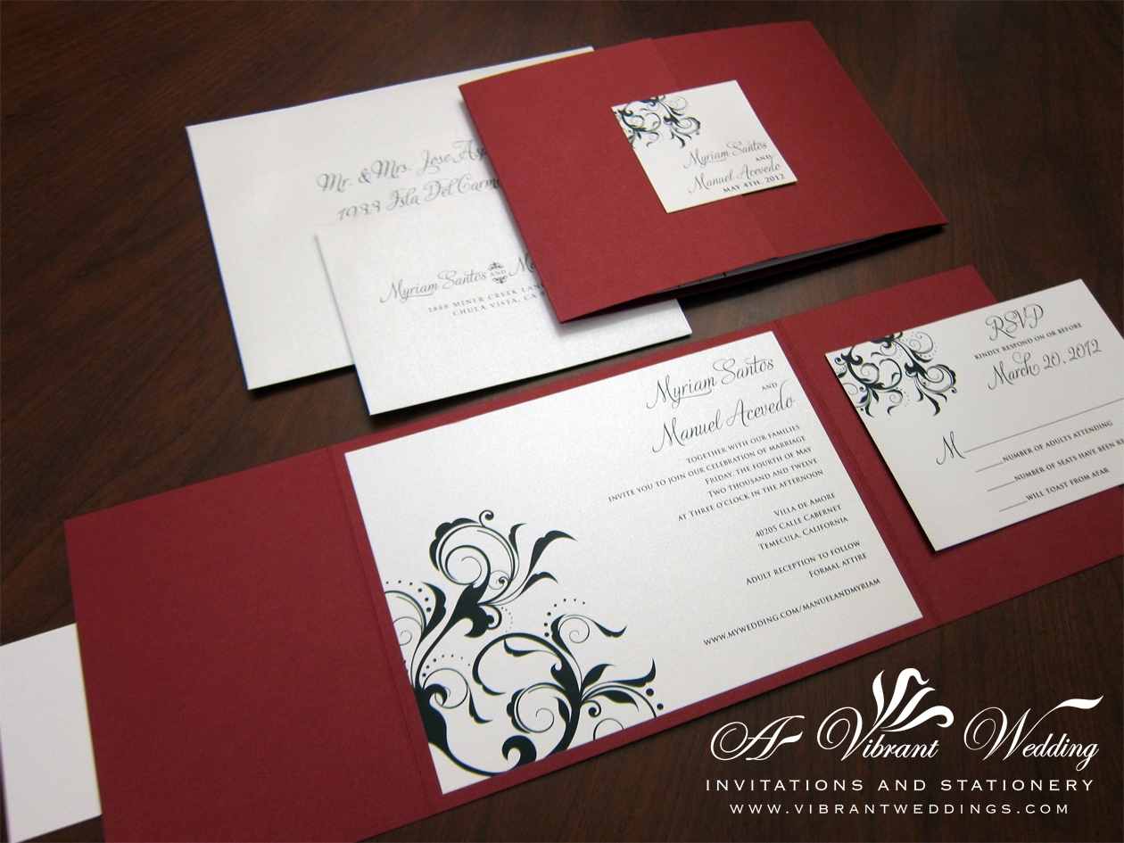 Printable Red And Black Wedding Invitations