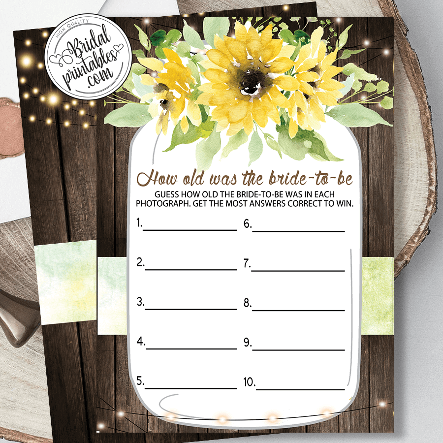 Rustic Wood Sunflower Bridal Shower Invitations D126 Bridal Printables