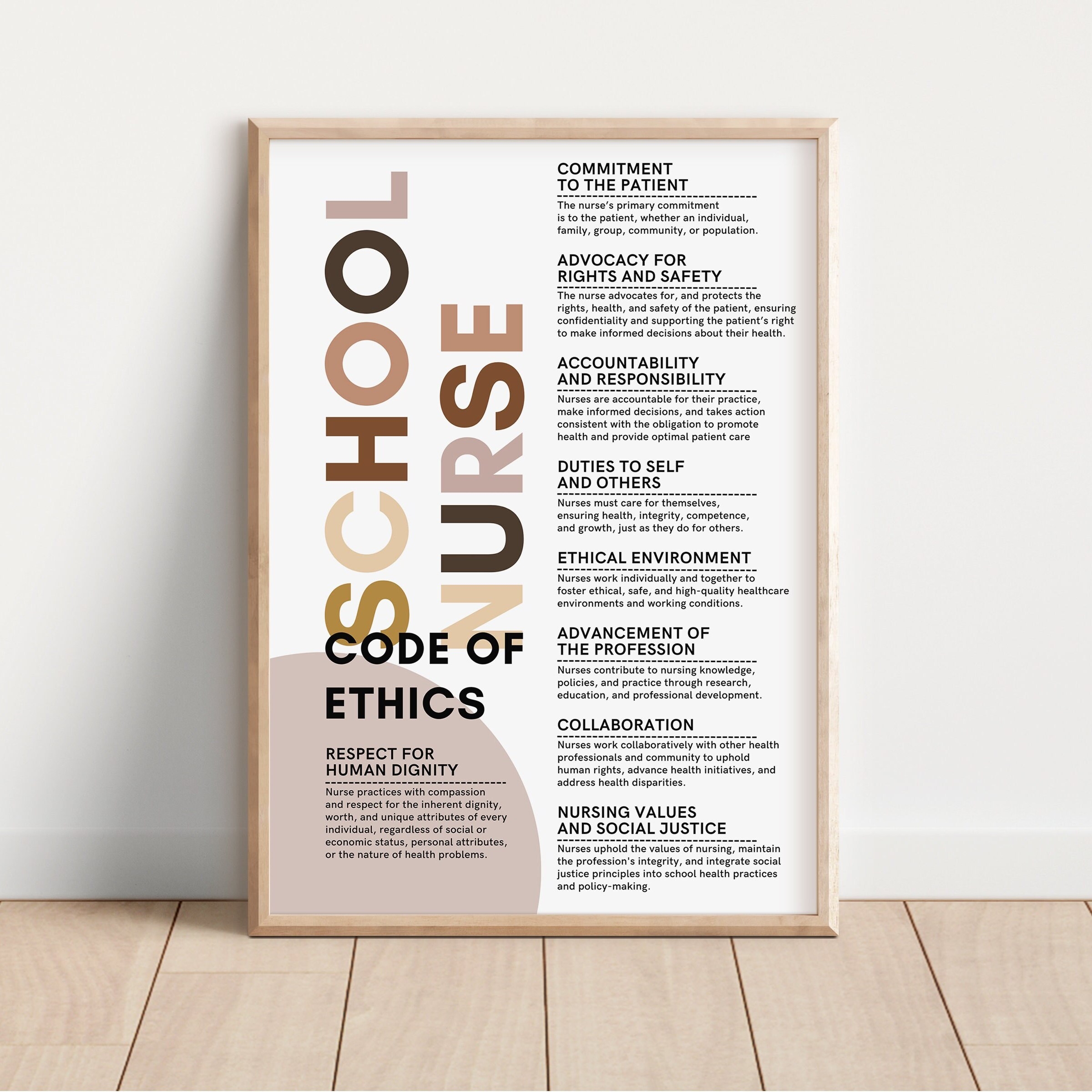 School Nurse Code Of Ethics Nurse Office Decor Nurse Poster Nurse Bulletin Board Nurse Health Office Decor Health Clinic Decor Etsy