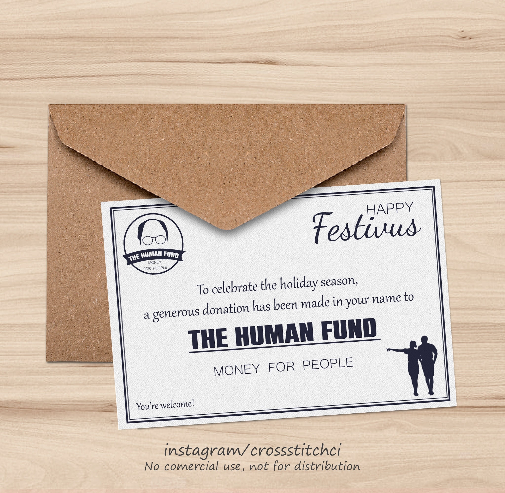 Seinfeld George Costanza Gift Card Human Fund Seinfeld Printable Instant Download Etsy