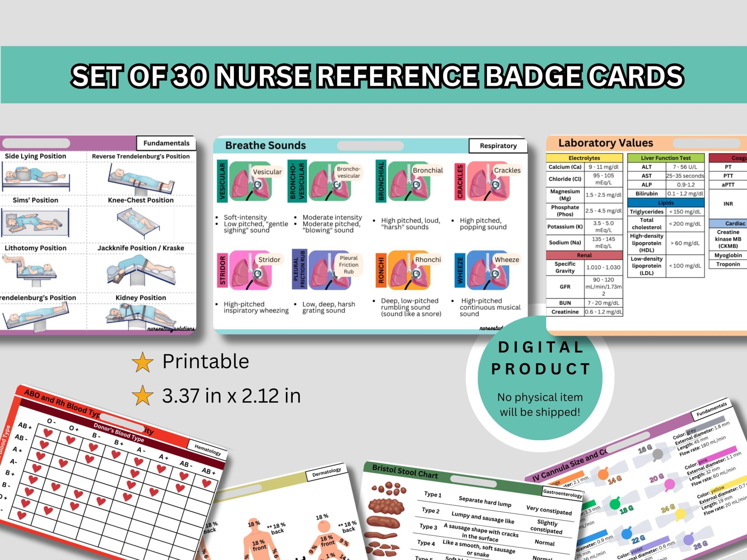 Set Of 30 Complete Nurse Reference Badge Card Pack RN Pocket Cards Bundle ACLS Cheat Sheet ICU Lab Values Pain Scale Nursing School Notes Etsy Australia