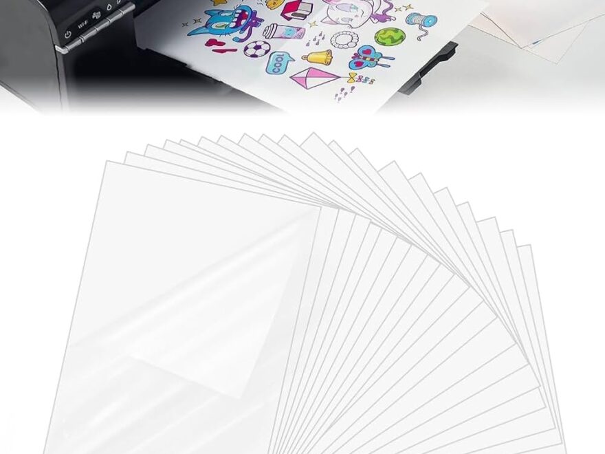 Skytowards 40 Sheets Printable Adhesive Film A4 Sticker Film Printer Paper Transparent Self Adhesive Vinyl Film Printing Self Adhesive Film Labels Vinyl Sticker Paper For Inkjet Printers Amazon de Stationery Office Supplies
