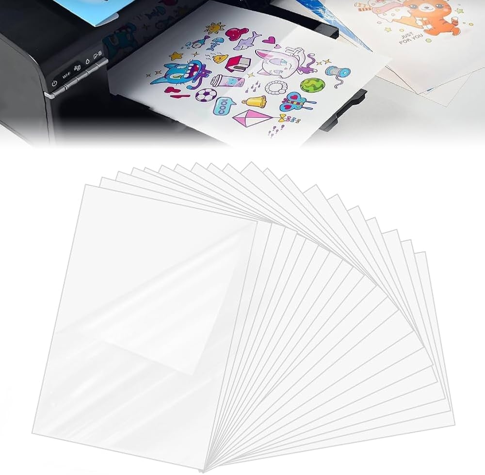 Skytowards 40 Sheets Printable Adhesive Film A4 Sticker Film Printer Paper Transparent Self Adhesive Vinyl Film Printing Self Adhesive Film Labels Vinyl Sticker Paper For Inkjet Printers Amazon de Stationery Office Supplies