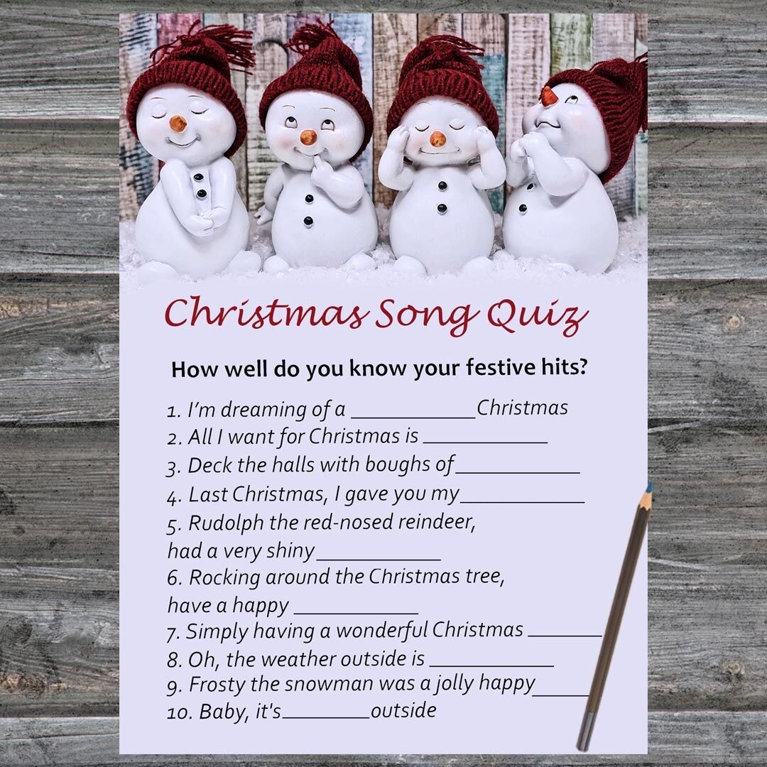 Snowman Christmas Card Christmas Song Trivia Game Printable By SweetDesign TheHungryJPEG Snowman Christmas Card Christmas Song Trivia Game Printable By SweetDesign TheHungryJPEG