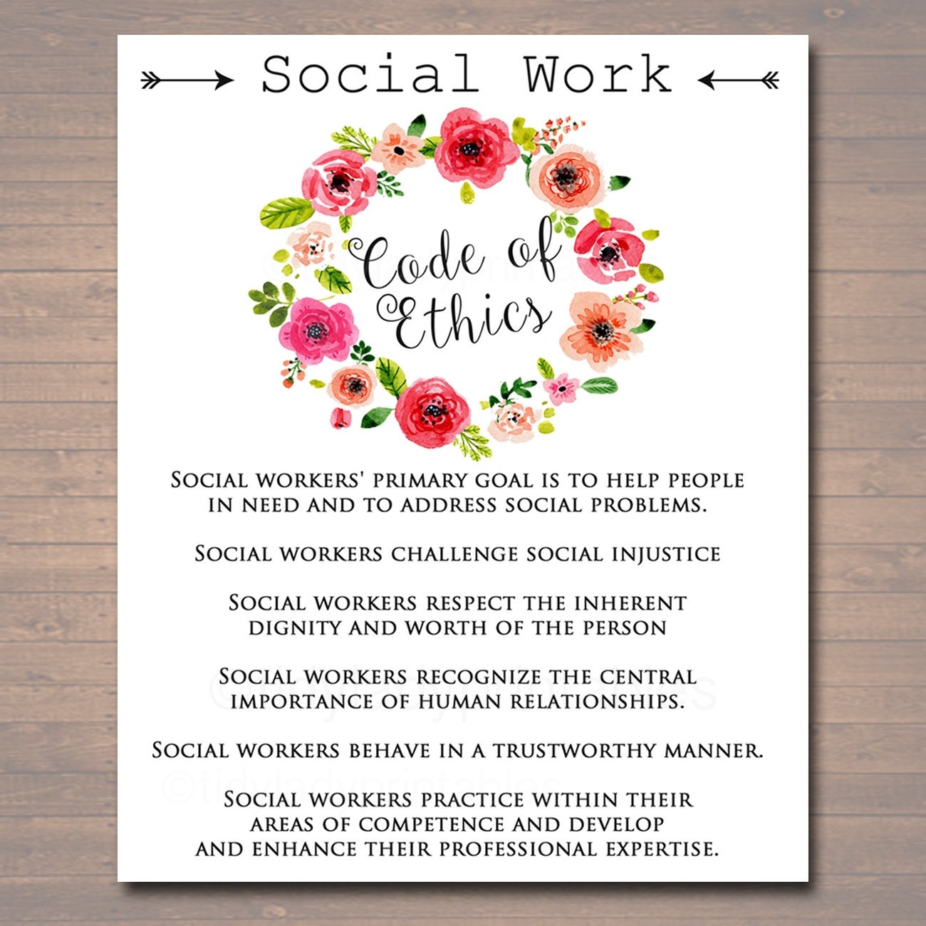 Social Work Code Of Ethics Social Worker Gift Social Worker Office Decor Printable Wall Art INSTANT DOWNLOAD Digital Social Worker Poster Etsy