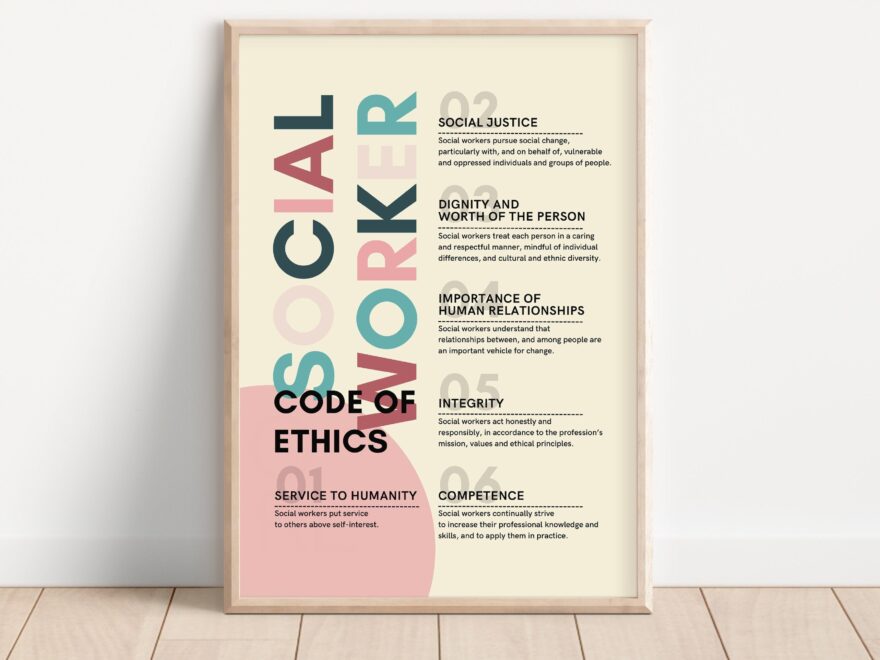 Social Work Office Decor Social Worker Code Of Ethics Printable Social Work Posters Social Work Values And Ethics Social Worker Poster Etsy Canada