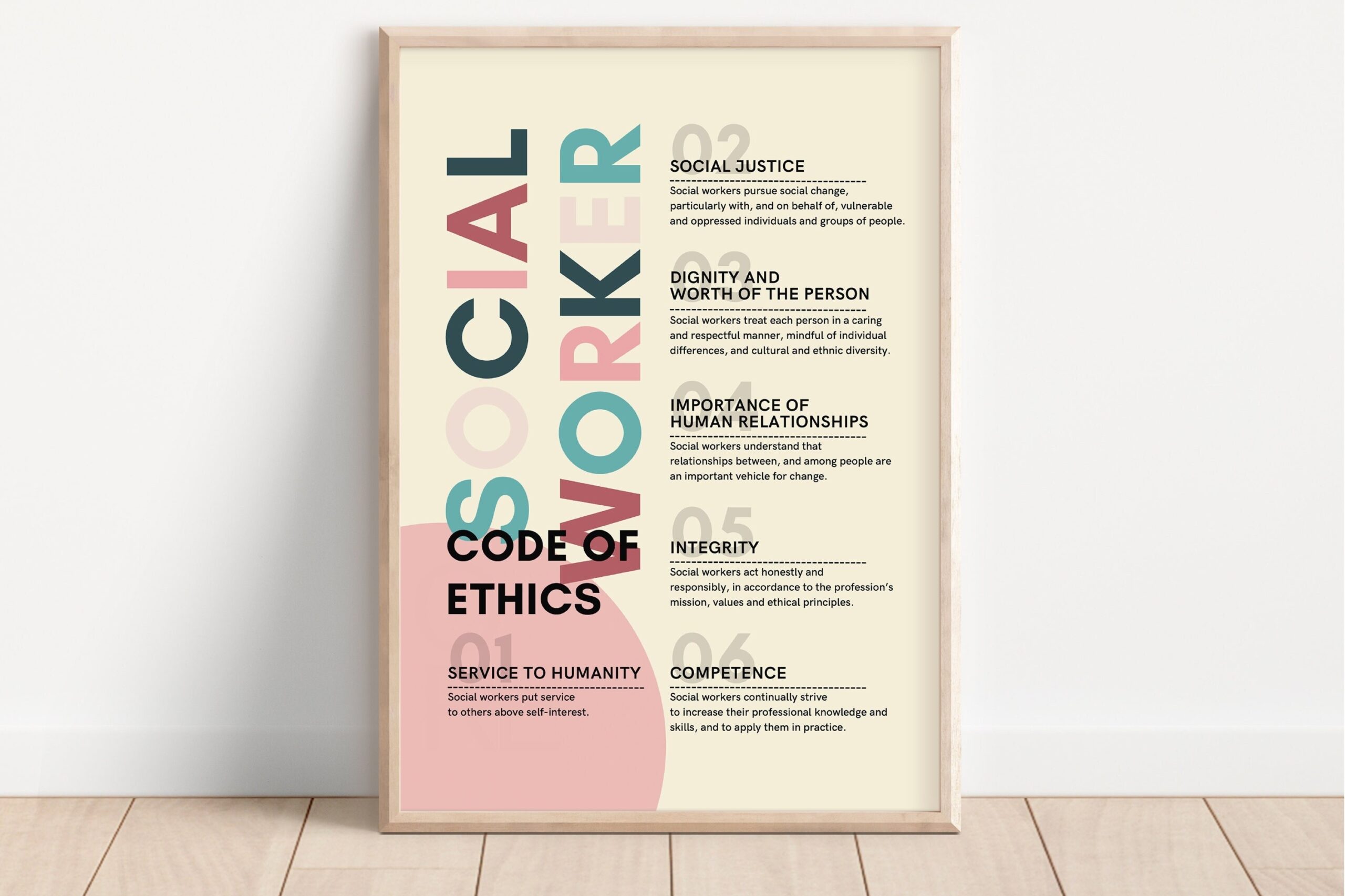 Social Work Office Decor Social Worker Code Of Ethics Printable Social Work Posters Social Work Values And Ethics Social Worker Poster Etsy Canada