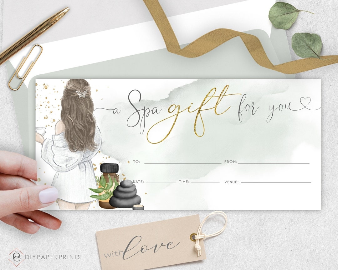 Spa Day Gift Voucher Certificate Template DIY Gift Certificate Editable Massage Gift Voucher Printable Gift Coupon Marketing Certificate Etsy UK