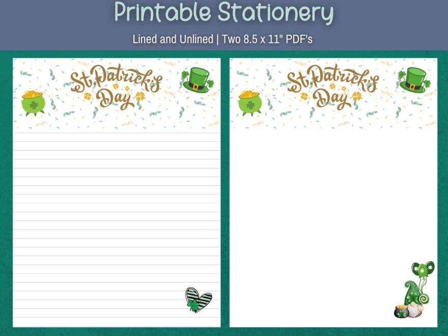 St Patrick s Day Printable Paper Letter Writing Journal Pages St Patrick Stationery Etsy