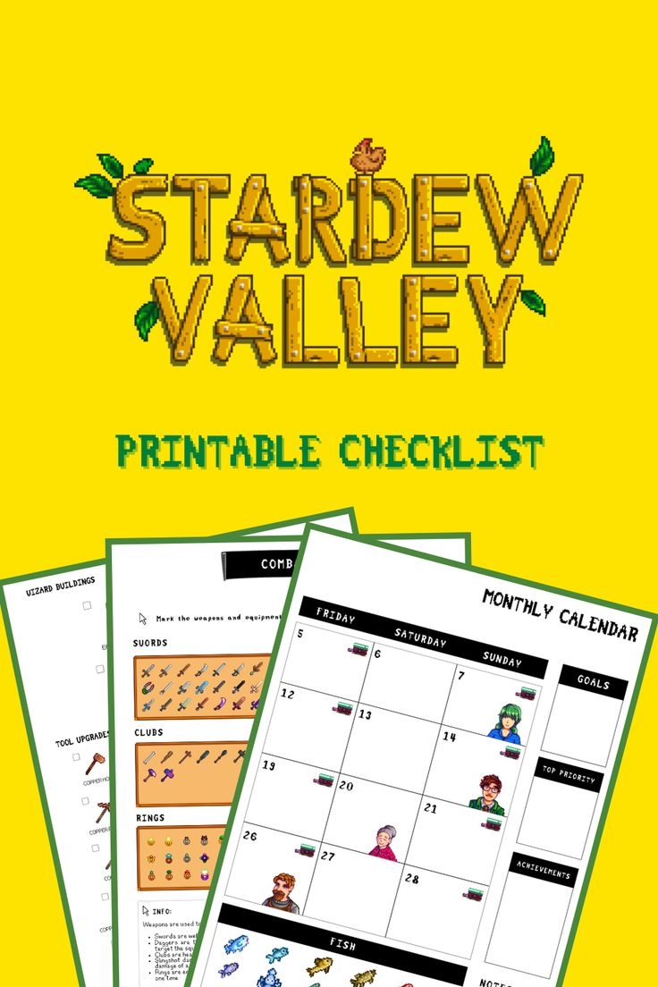 Stardew Valley Planner Guide And Checklist Includes Update 1 5 PRINTABLE A4 Size