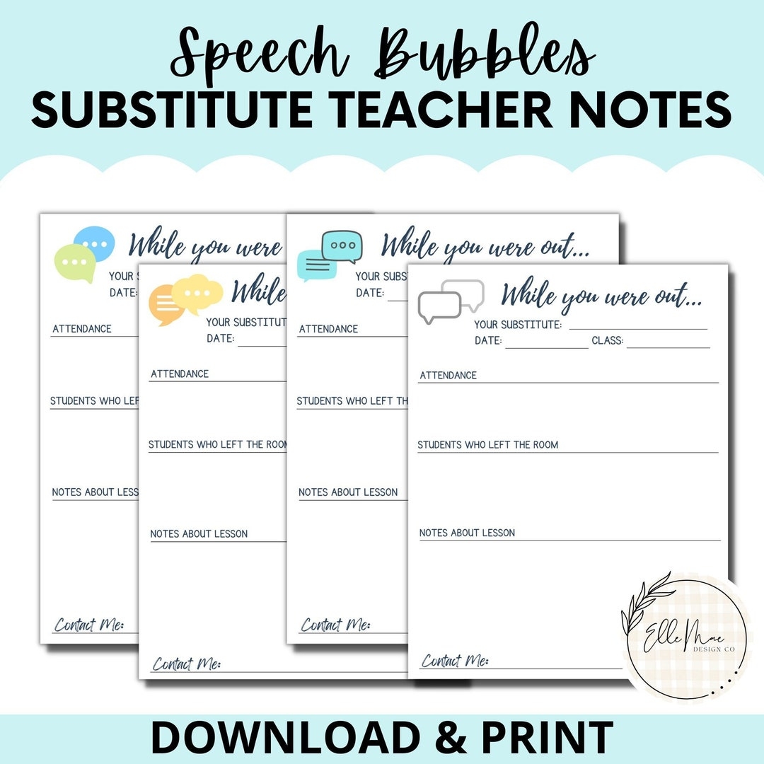Free Printables For Substitute Teachers