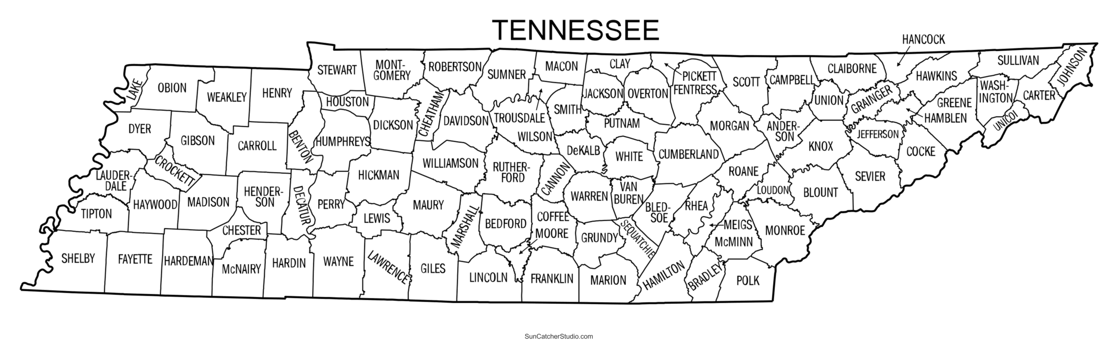 Printable Outline Of The State Of Tennessee