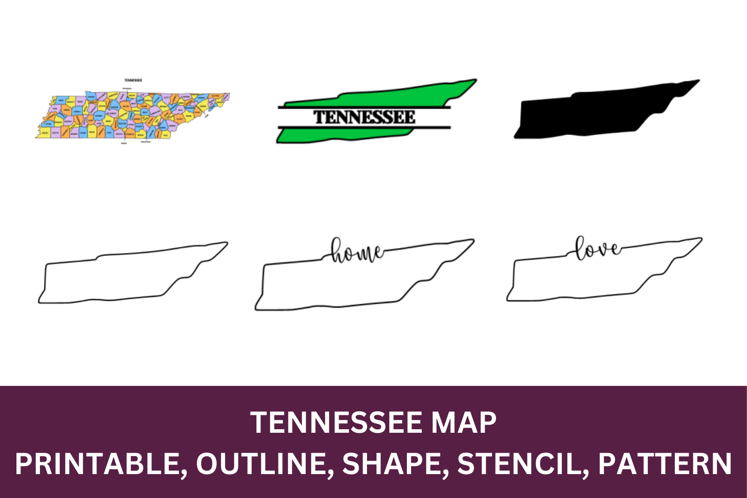 Tennessee Map Outline Printable State Shape Stencil Pattern Outline Printable State Shape Stencil Pattern