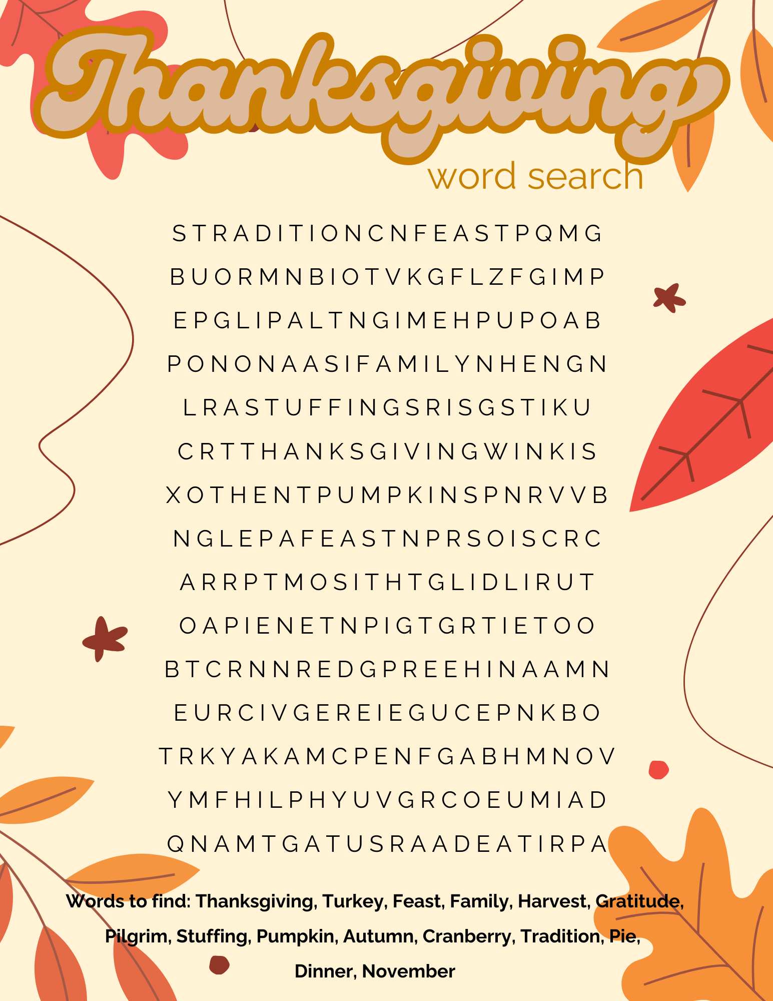 Thanksgiving Activities For Kids Printables