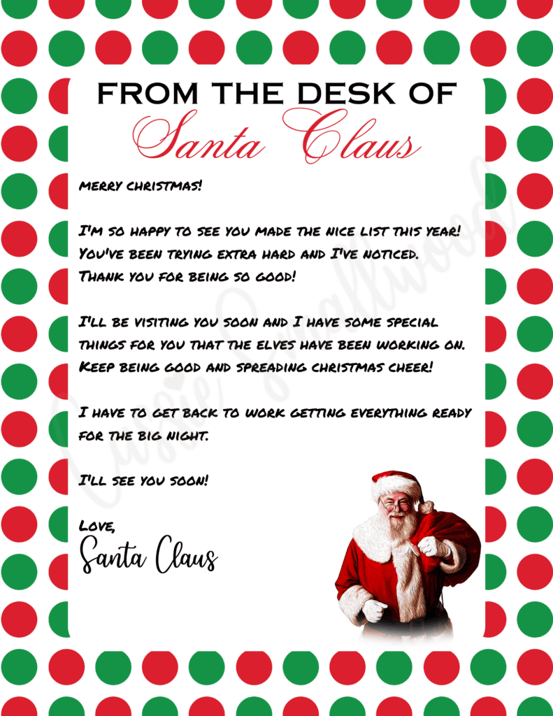 Letter For Santa Printable Free