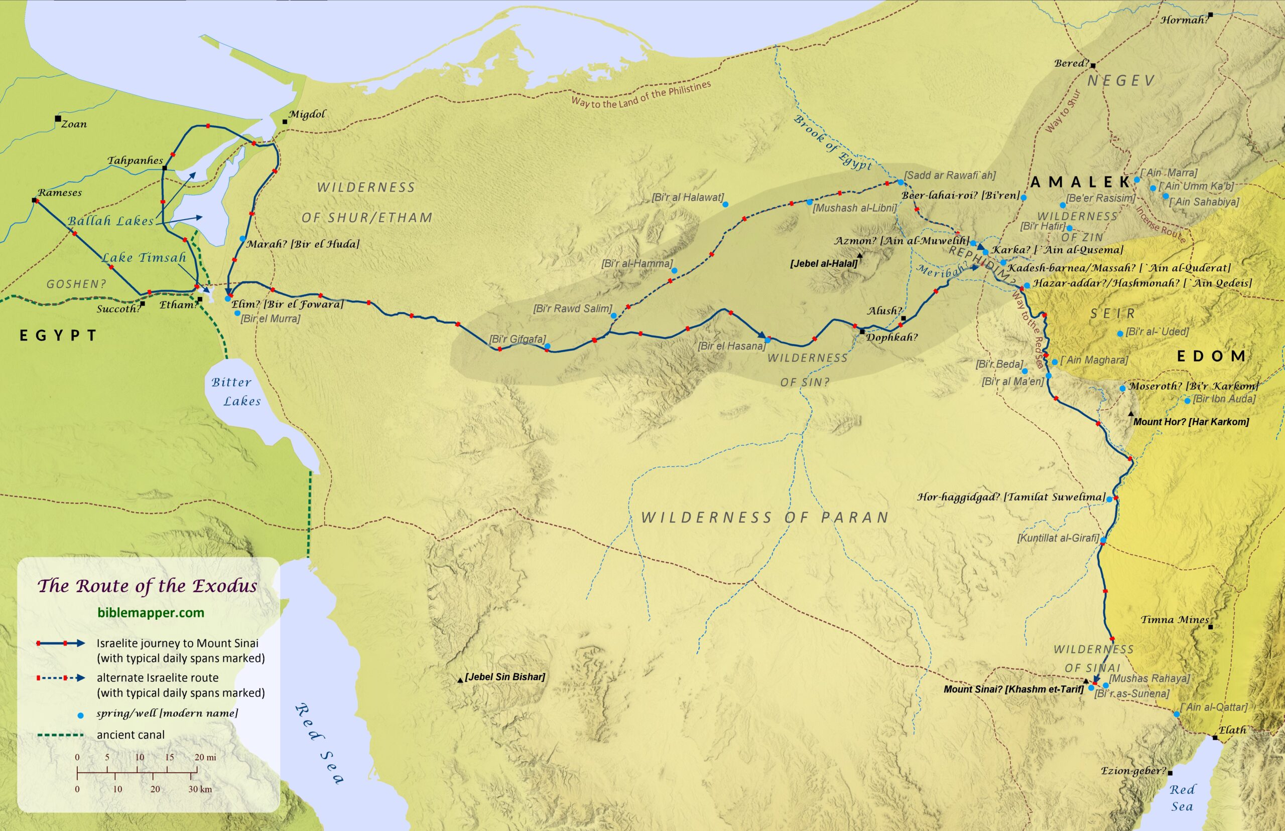 The Route Of The Exodus Bible Mapper Atlas