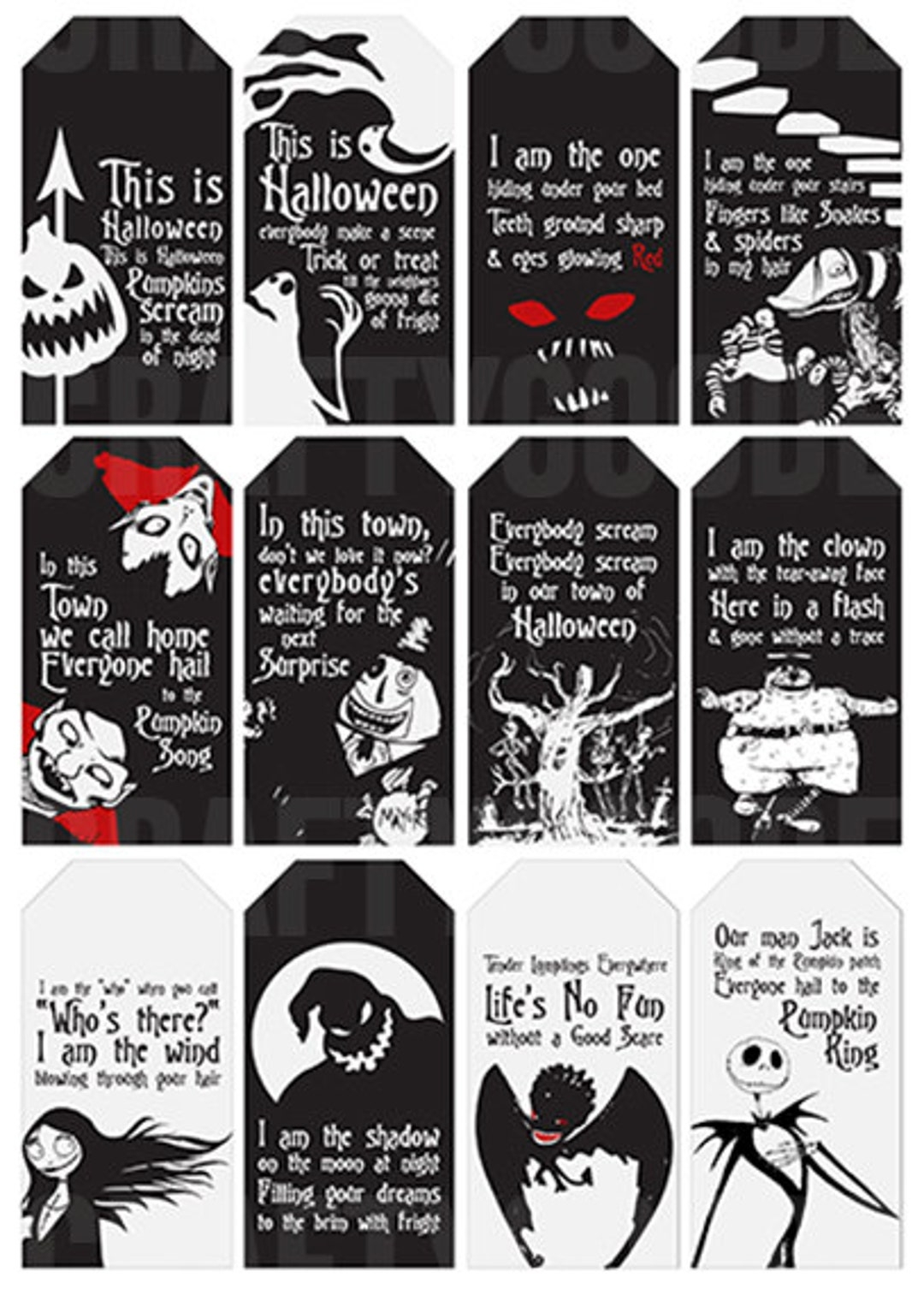 This Is Halloween The Nightmare Before Christmas Gift Tags Printable Typography Etsy