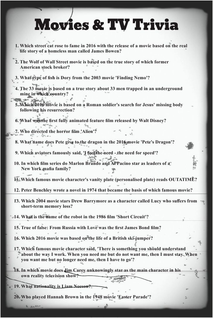 Printable Trivia Questions And Answers