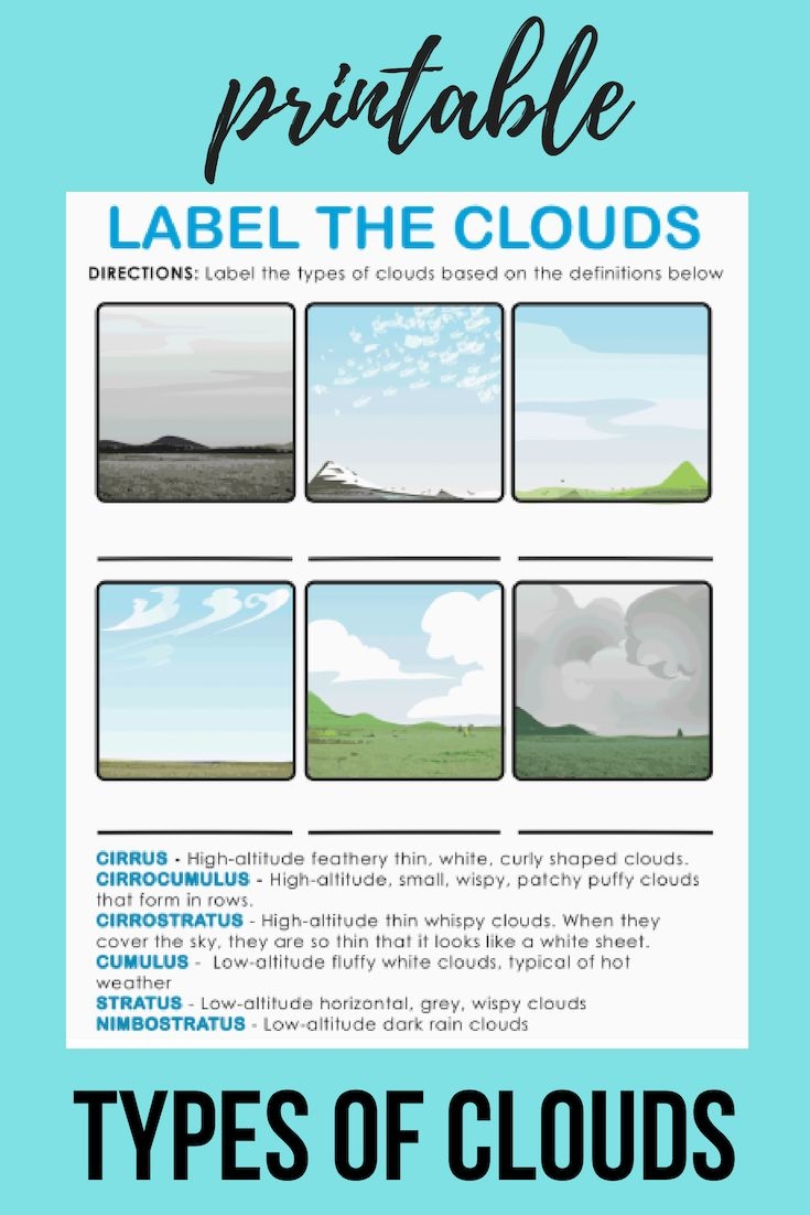 Types Of Clouds Worksheet Education