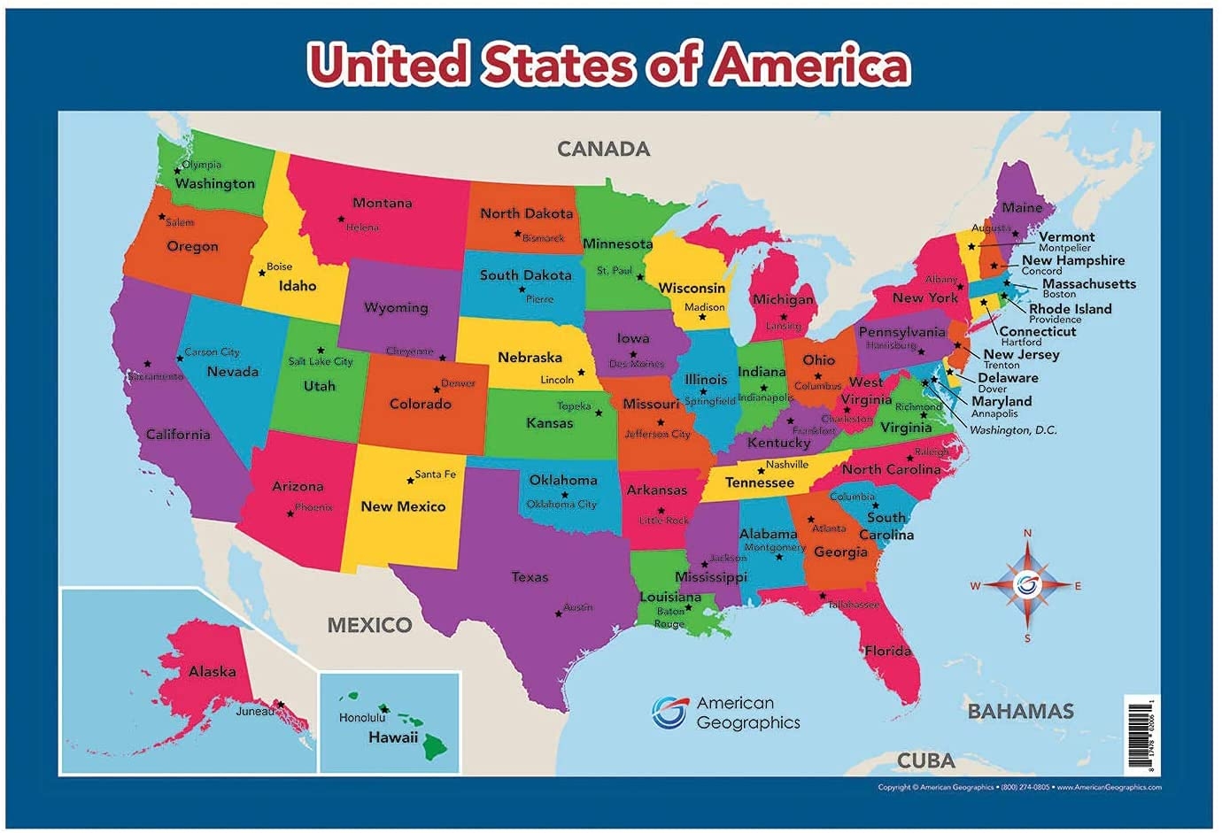 USA Map For Kids United States Wall Desk Map 18 X 26 Laminated Amazon au Stationery Office Products