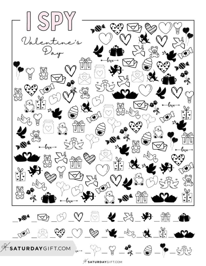 Valentine s Day I Spy Printable Cute Free SaturdayGift