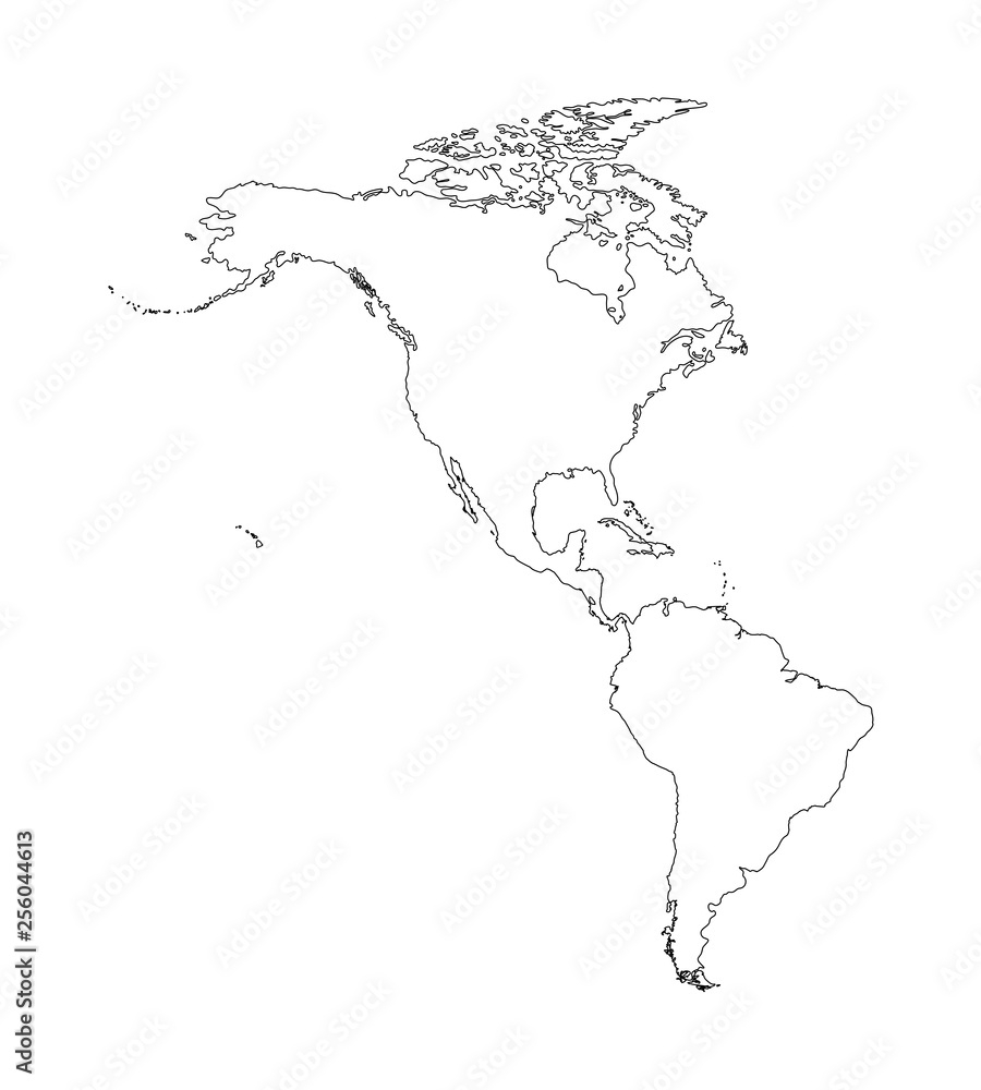 Printable Blank Map Of North And South America