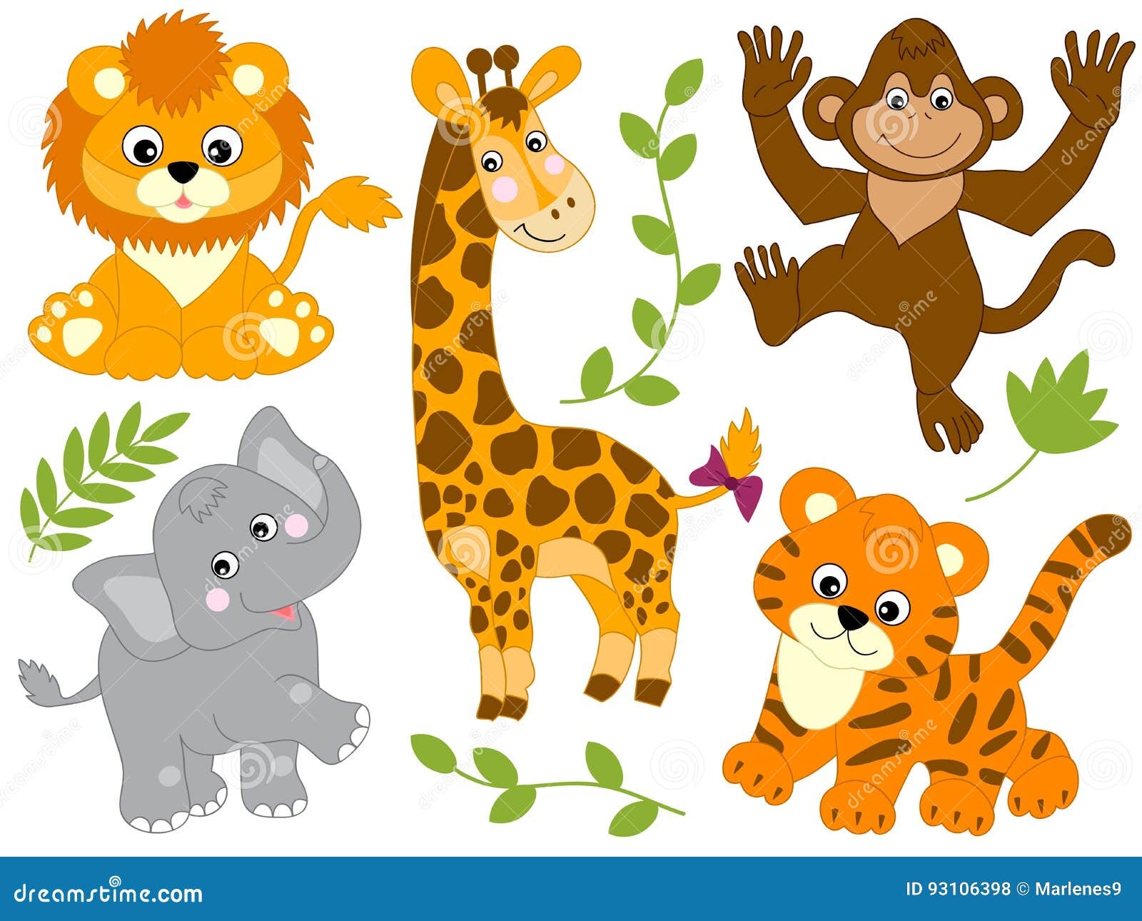 Vector Safari Animals Stock Vector Illustration Of Jungle 93106398