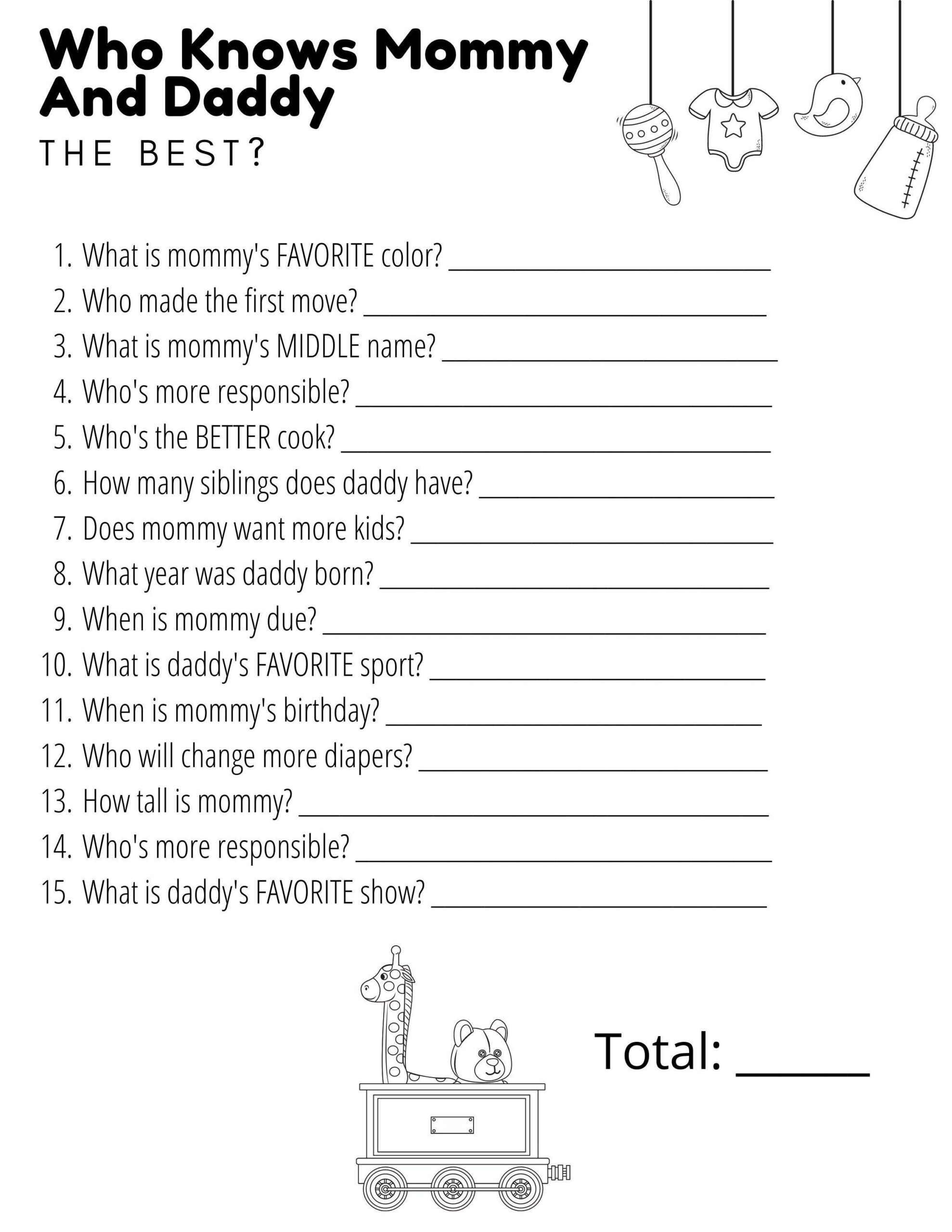 Who Knows Mommy And Daddy Best Free Printable