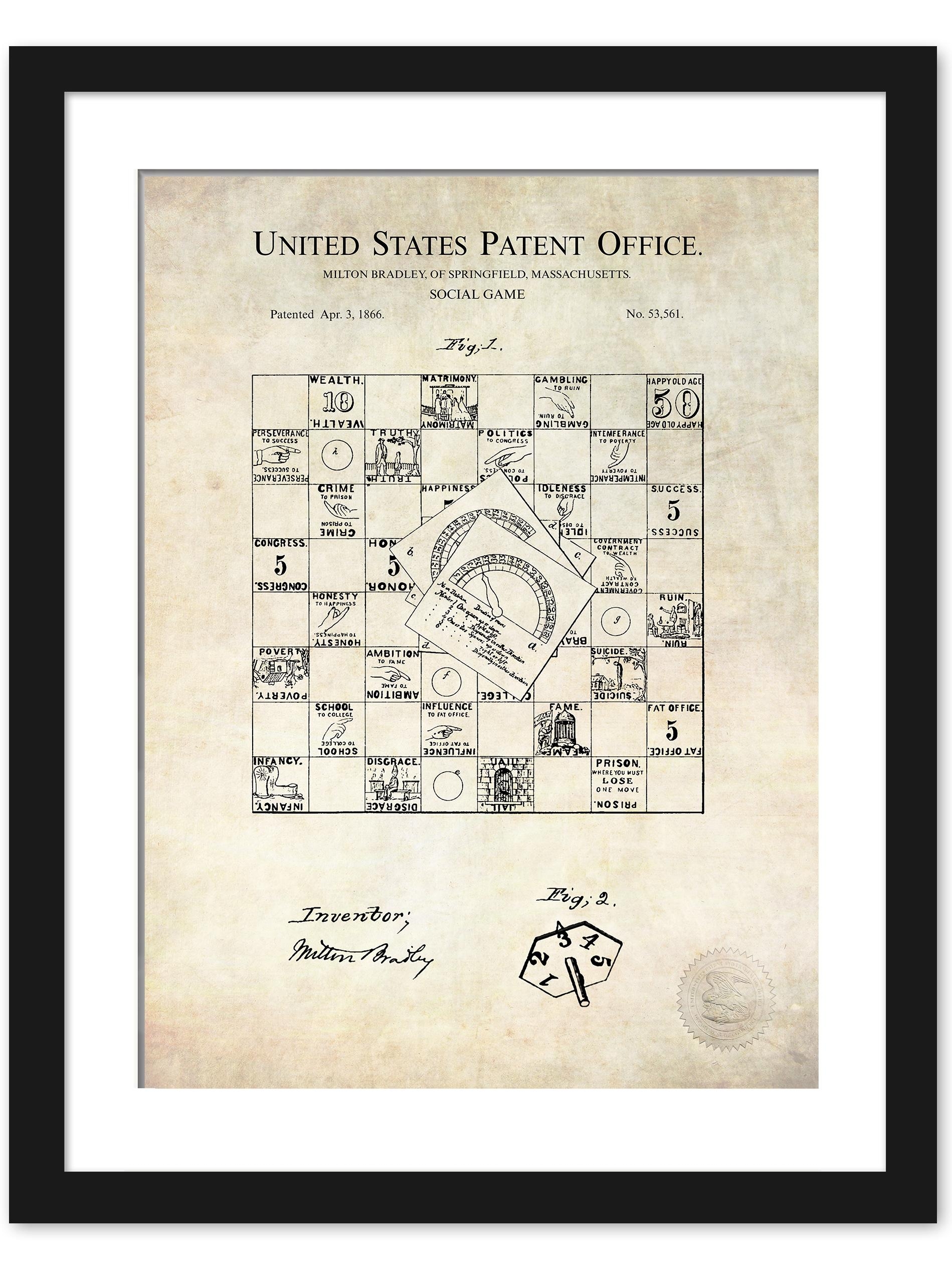 Vintage Game Room Print 1886 Board Game Patent