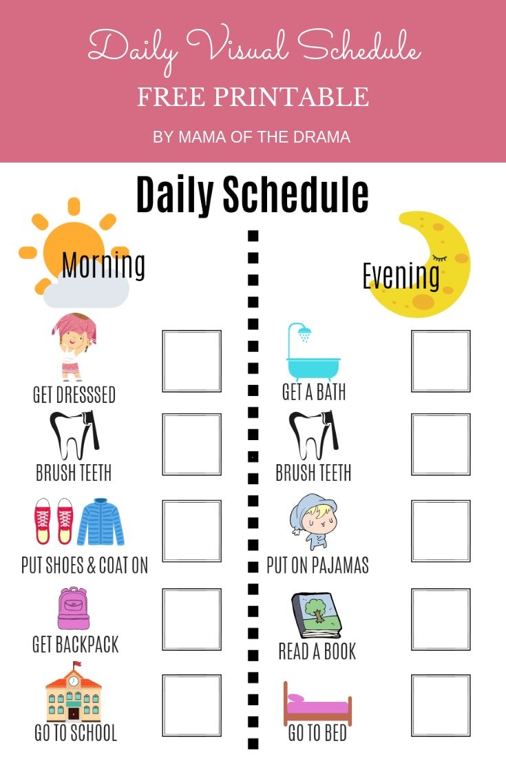 Free Printable Visual Schedule Pictures