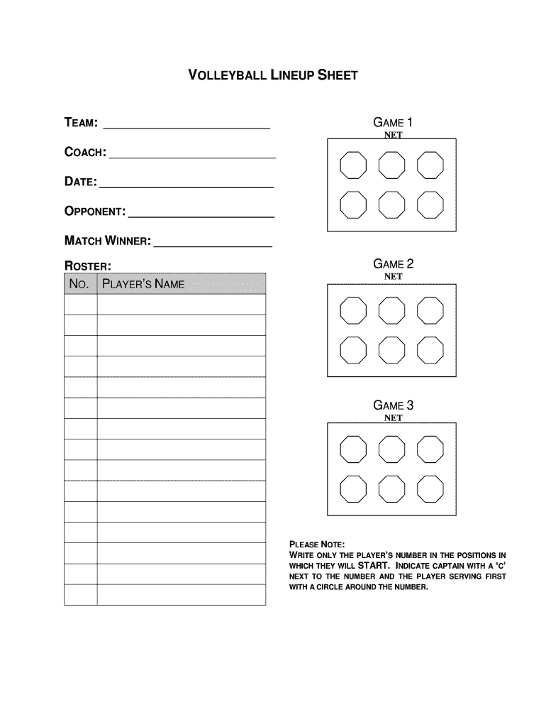 Volleyball Roster Sheets Fill Online Printable Fillable Blank PdfFiller
