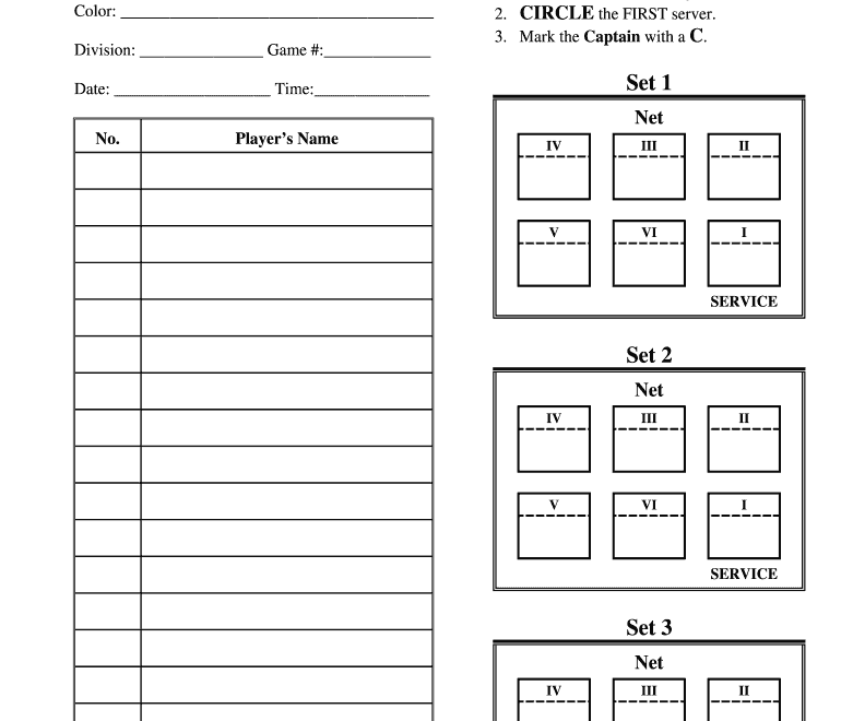 Volleyball Team Roster Template Fill Online Printable Fillable Blank PdfFiller