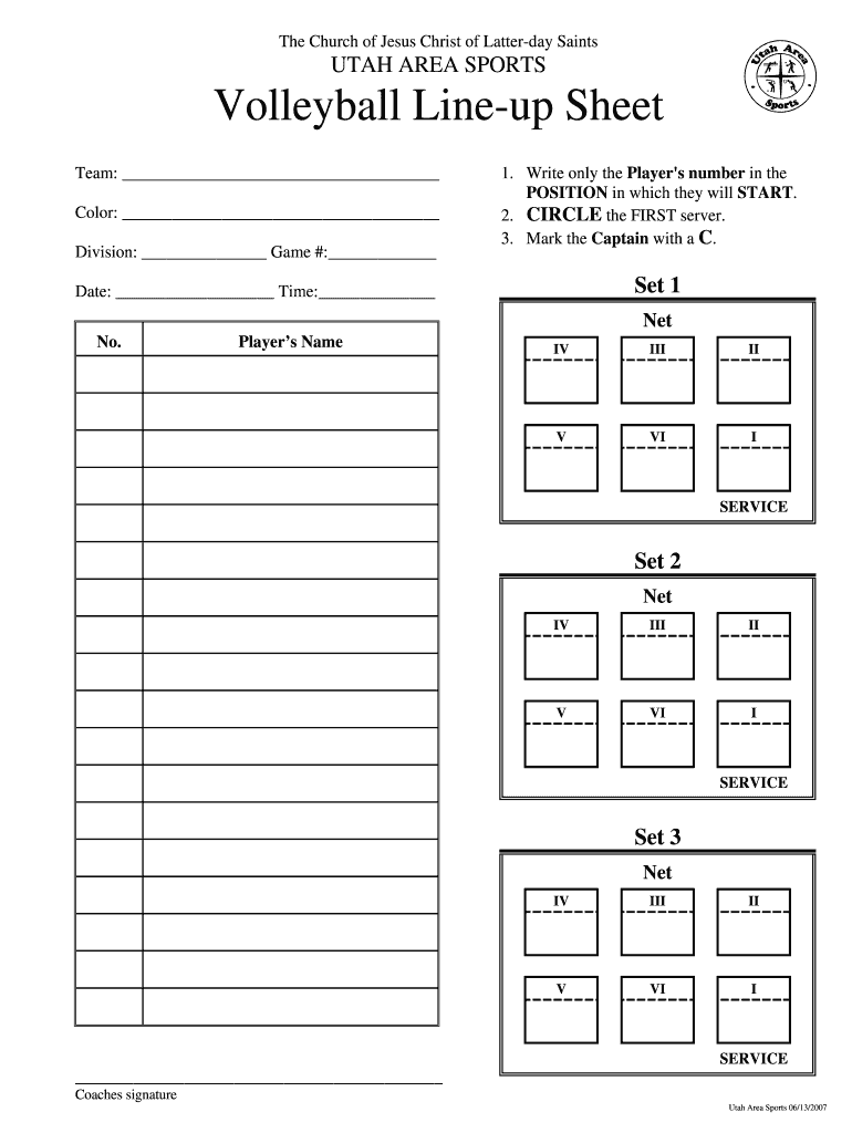 Volleyball Team Roster Template Fill Online Printable Fillable Blank PdfFiller